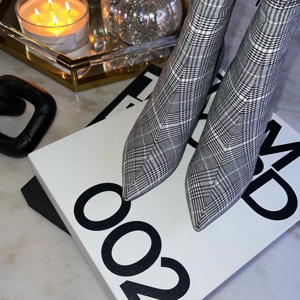 Jeffrey Campbell Sport Plaid Pointy Toe Bootie in Gray - Picture 5 of 17